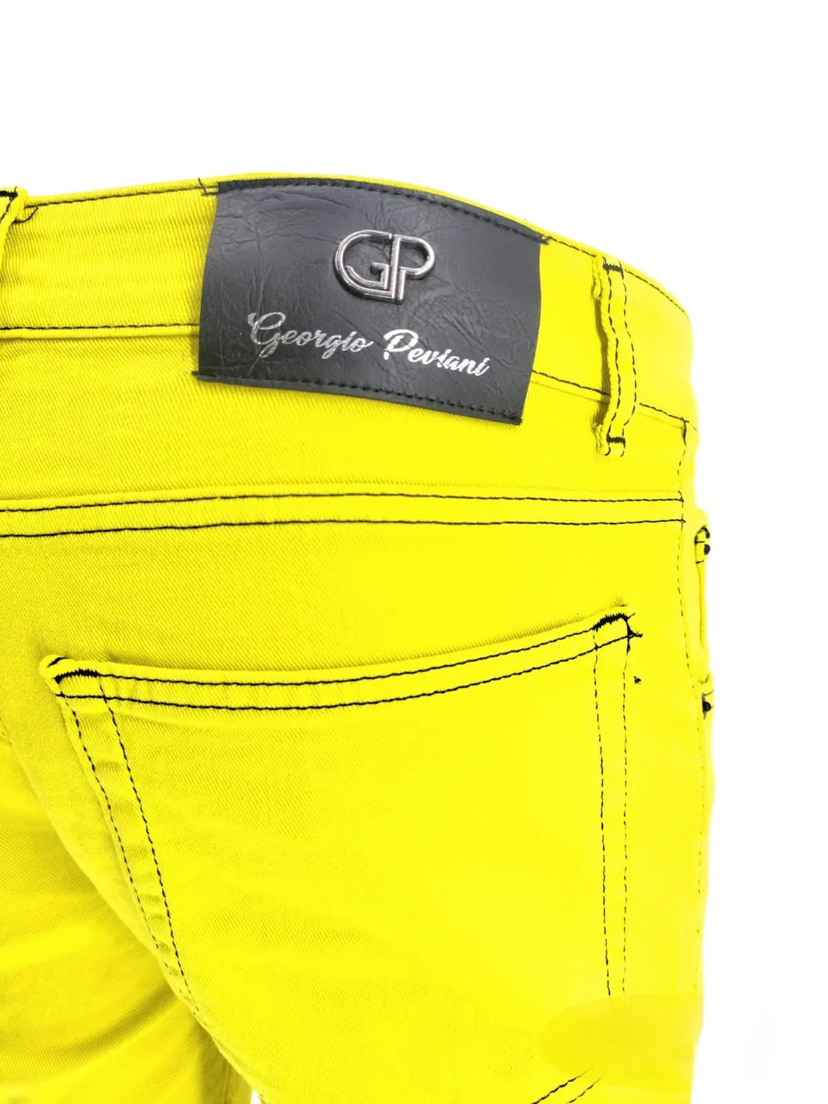 Georgio Peviani Denim Jeans Mens Red Yellow Green Regular Slim Fit Leg Men Jeans