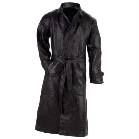 Giovanni Navarre Italian Stone Design Genuine Leather Trench Coat- S