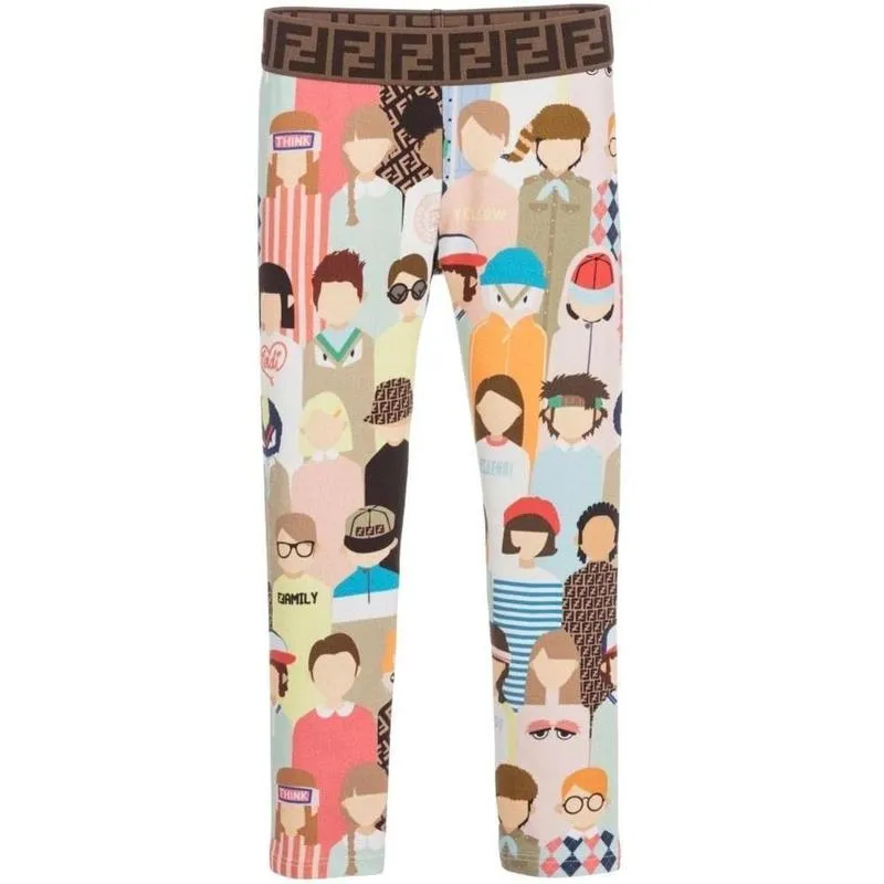 Girls Fendi Print Leggings