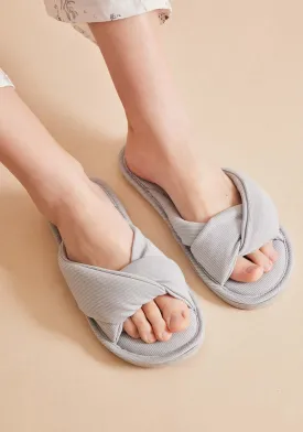 Grey ribbed slippers - Grey