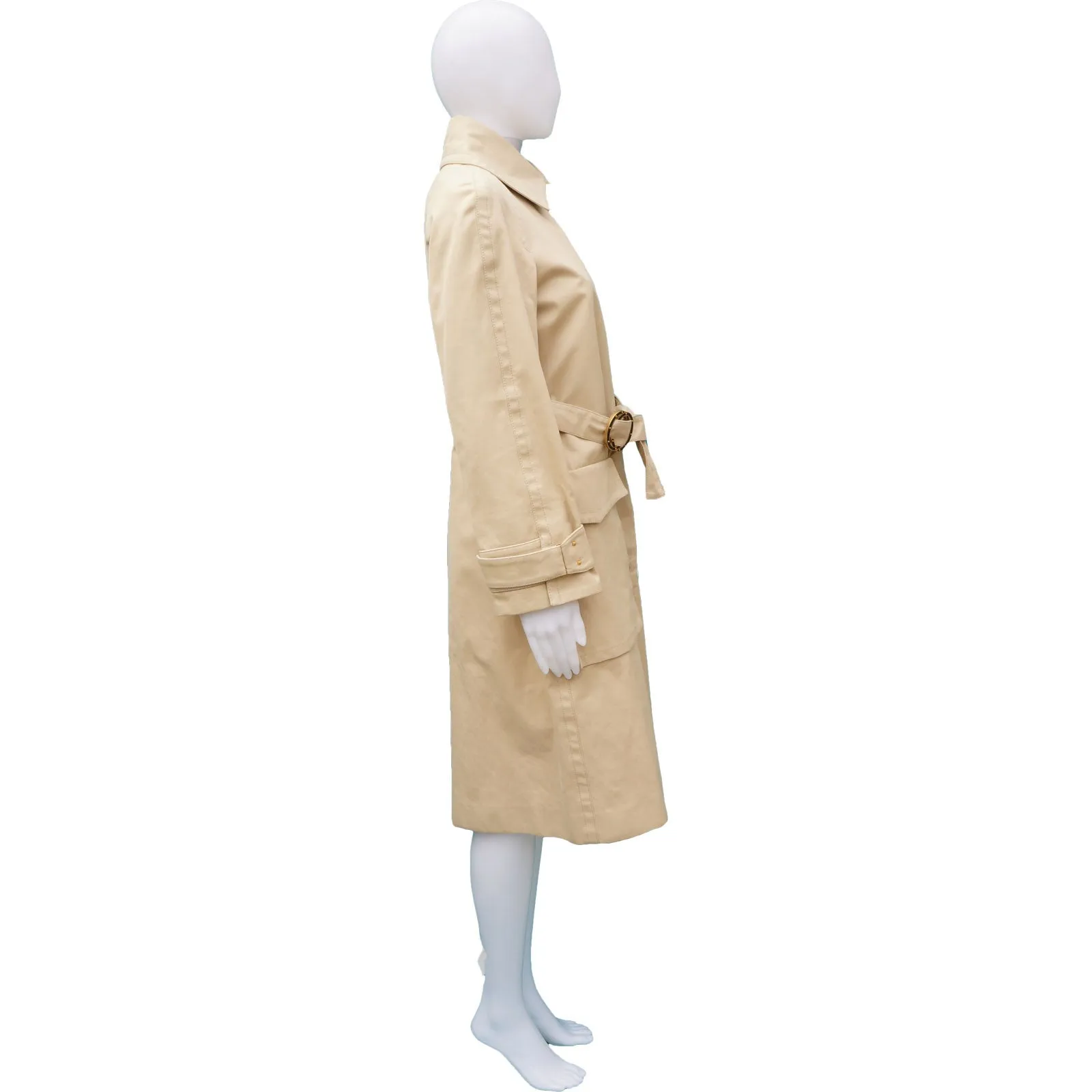 GUCCI TRENCH COAT WITH STUDDED GG LOGO BELT