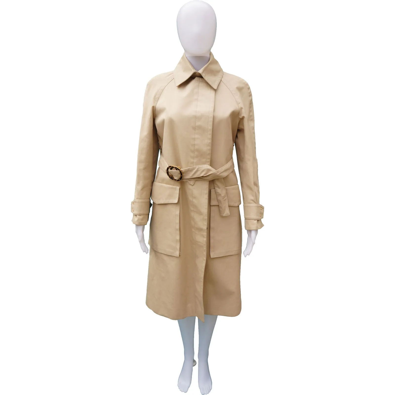 GUCCI TRENCH COAT WITH STUDDED GG LOGO BELT