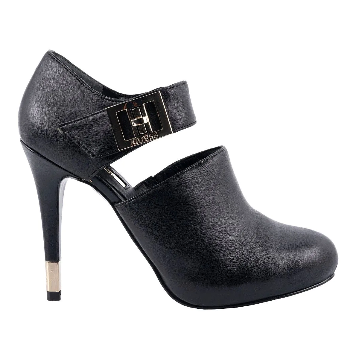 Guess Almond Toe High-Heel Shoes Leather Black Colour For Women