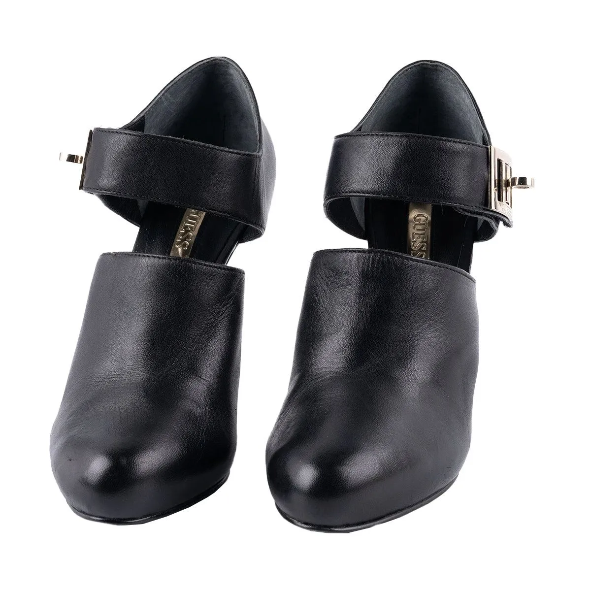 Guess Almond Toe High-Heel Shoes Leather Black Colour For Women