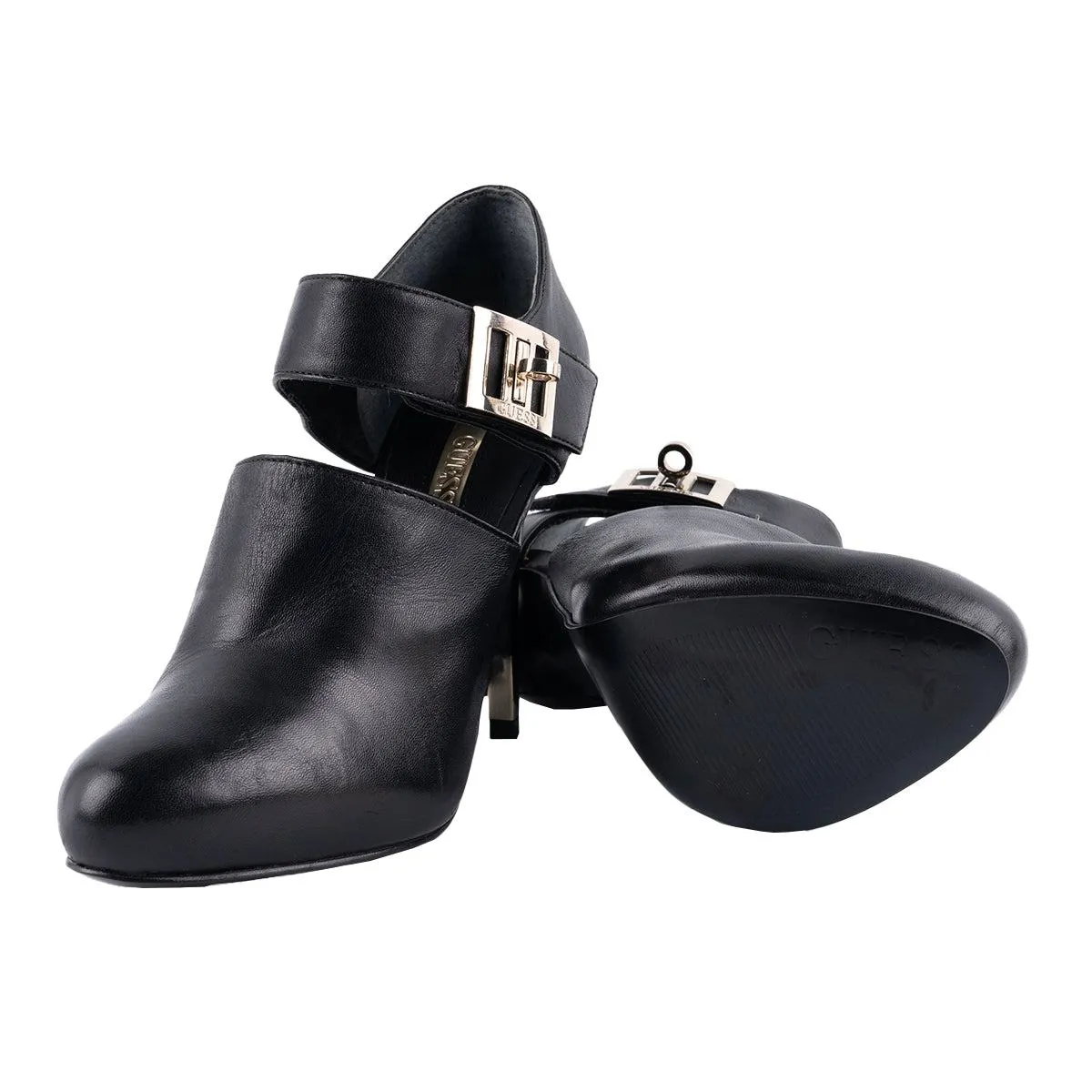 Guess Almond Toe High-Heel Shoes Leather Black Colour For Women