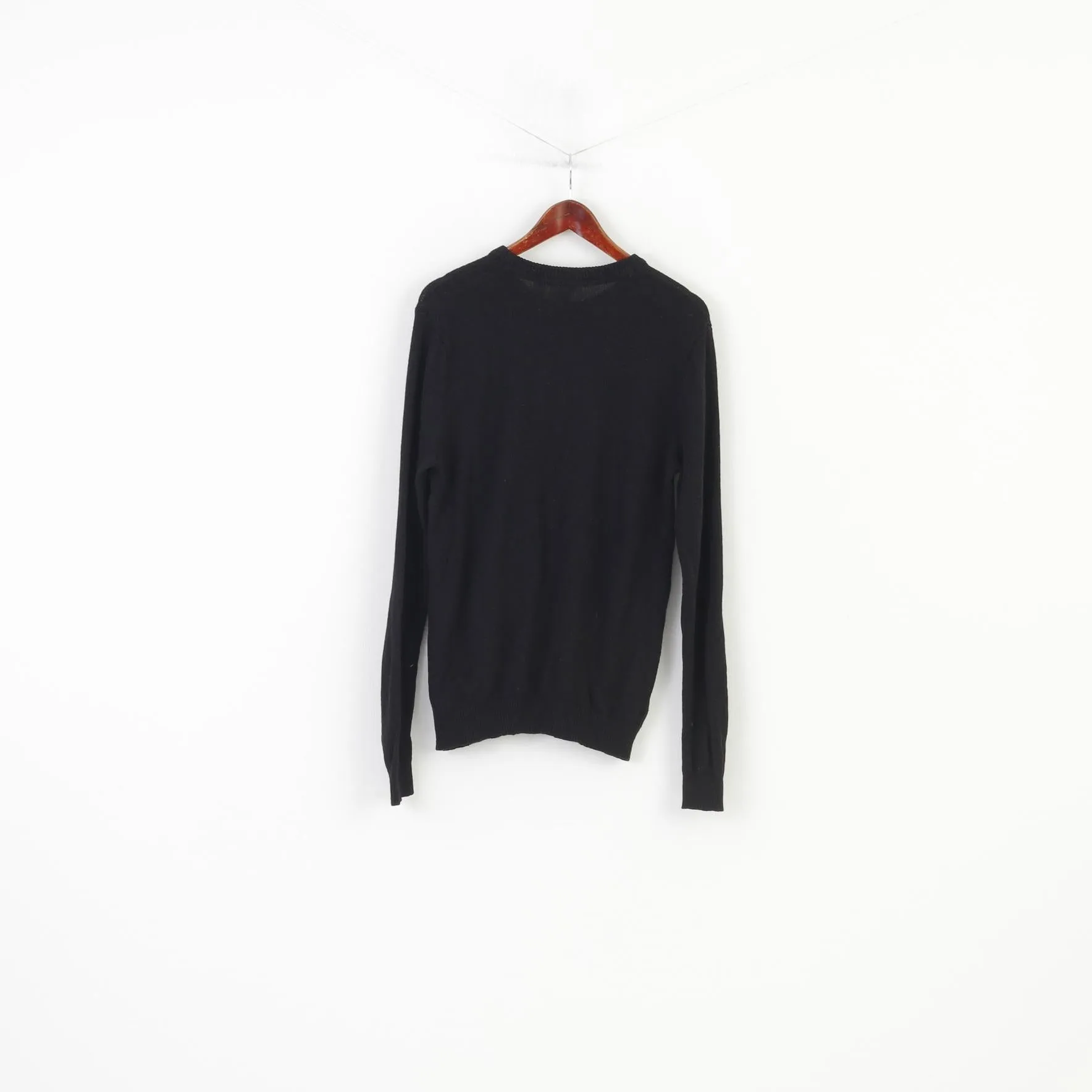 H&M Men M Jumper Black Crew Neck MTV Wool Vintage Top