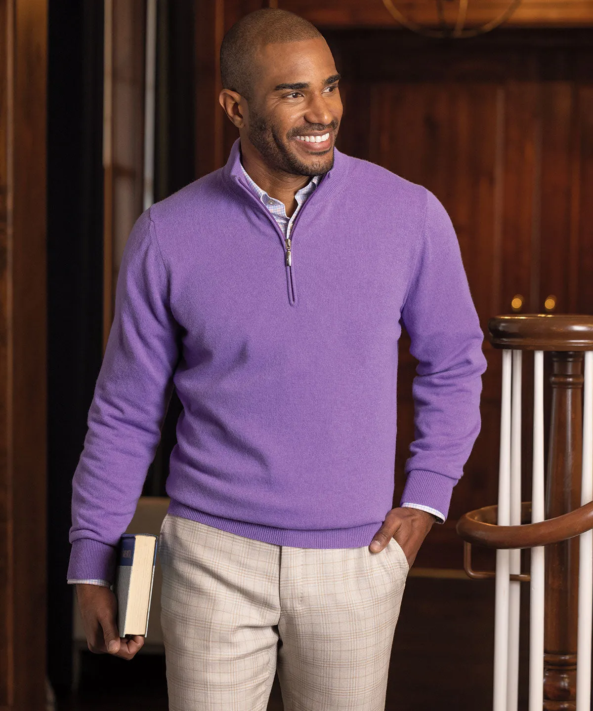 Heritage Italian 100% Cashmere Quarter-Zip Sweater