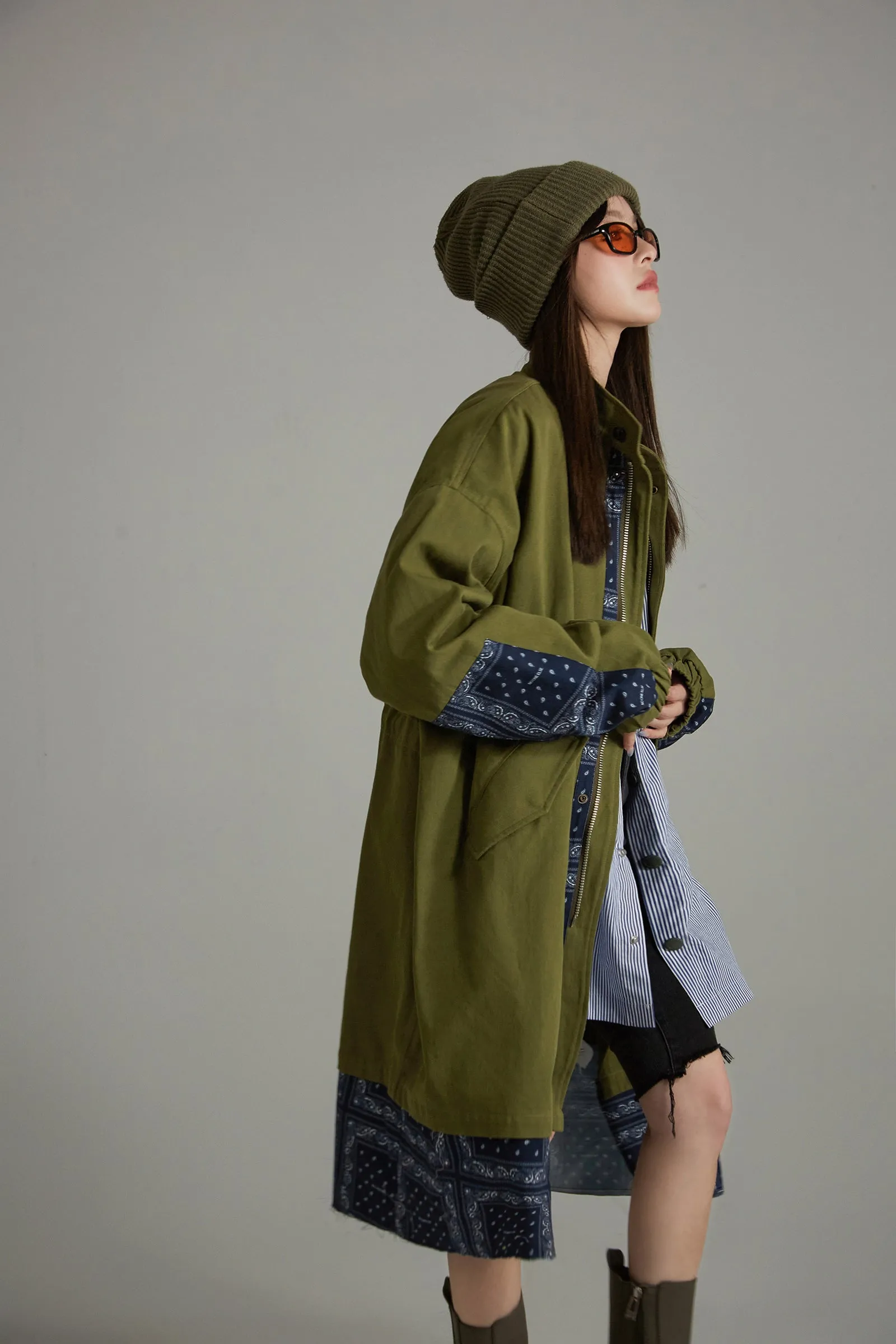 High Neck Loose Fit Trench Coat