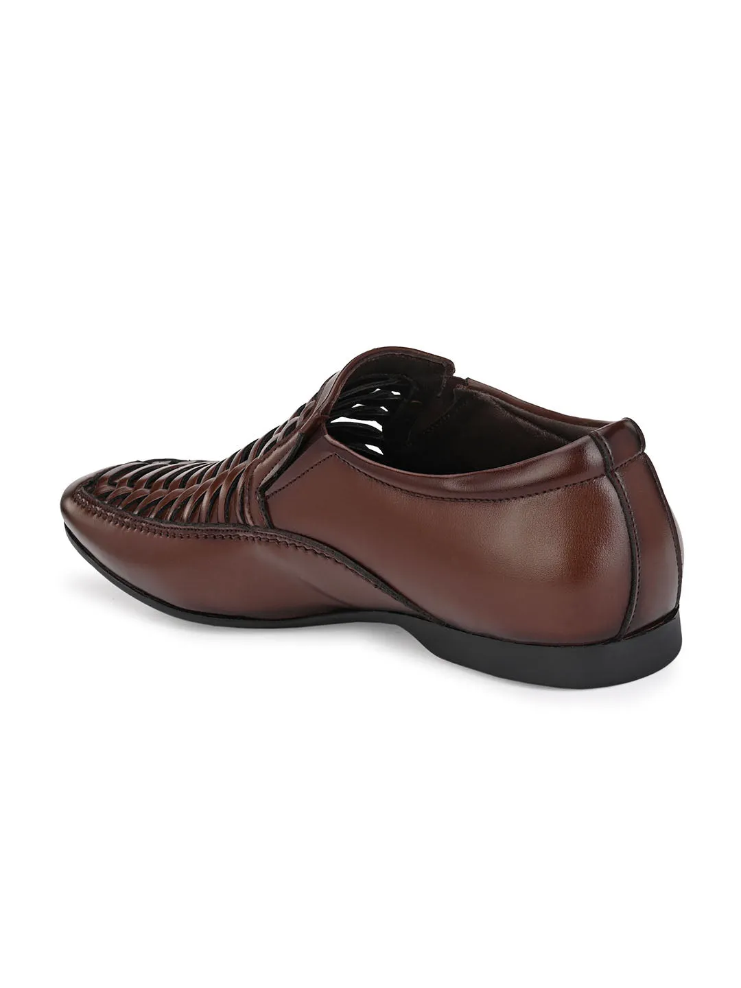 Hitz Men's Brown Synthetic Slip-On Shoes