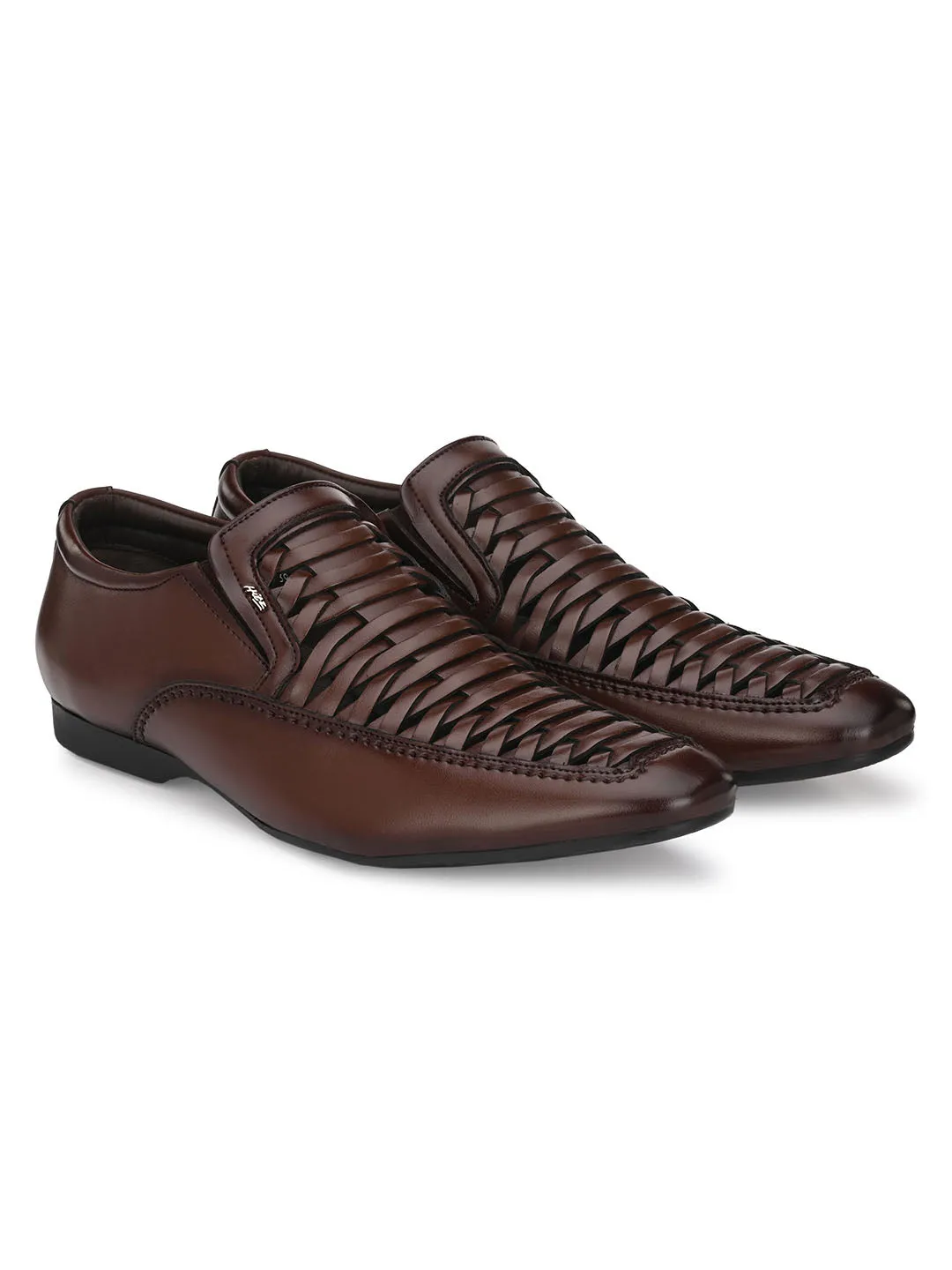 Hitz Men's Brown Synthetic Slip-On Shoes