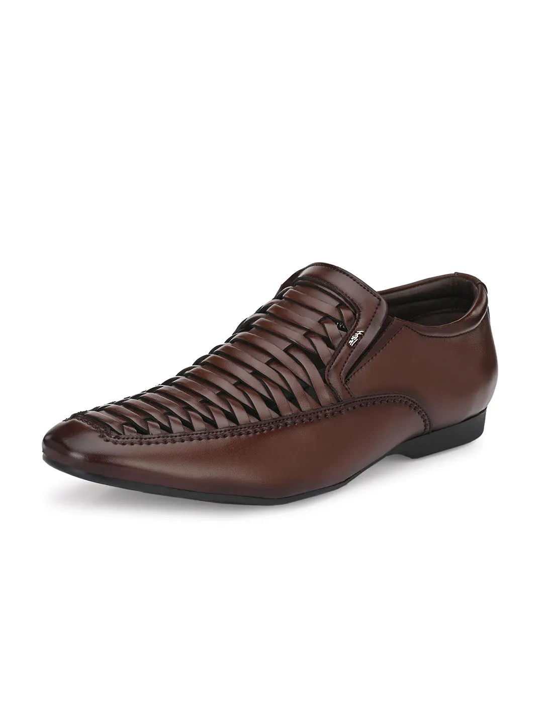 Hitz Men's Brown Synthetic Slip-On Shoes