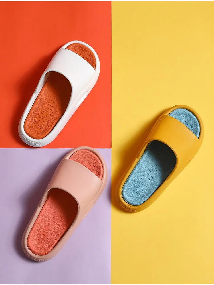 Home Slippers Thick Platform Summer Beach Slippers EVA Non-slip Woman Sandals Leisure Men Ladies Indoor Bathroom Anti-slip Shoes