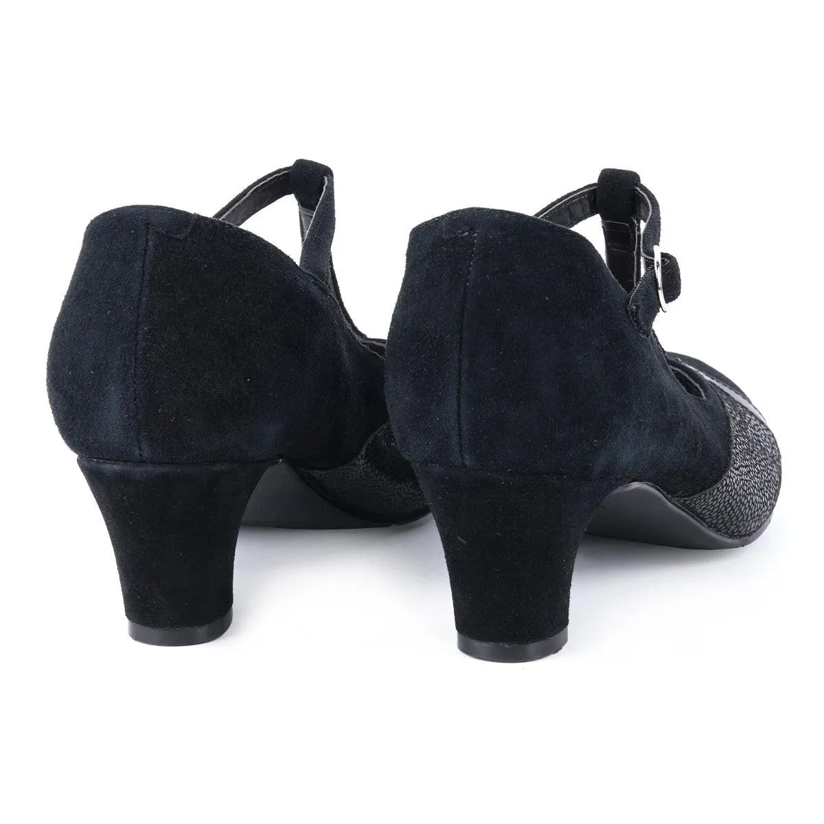 Hotter Pump High-Heel Shoes Suede Black Colour For Women