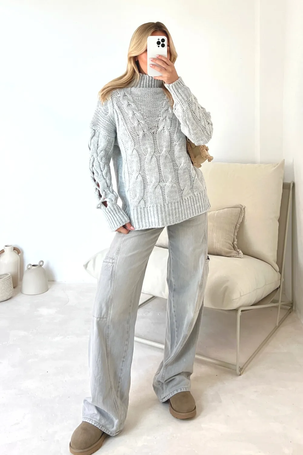 Joesphine grey cable knit jumper