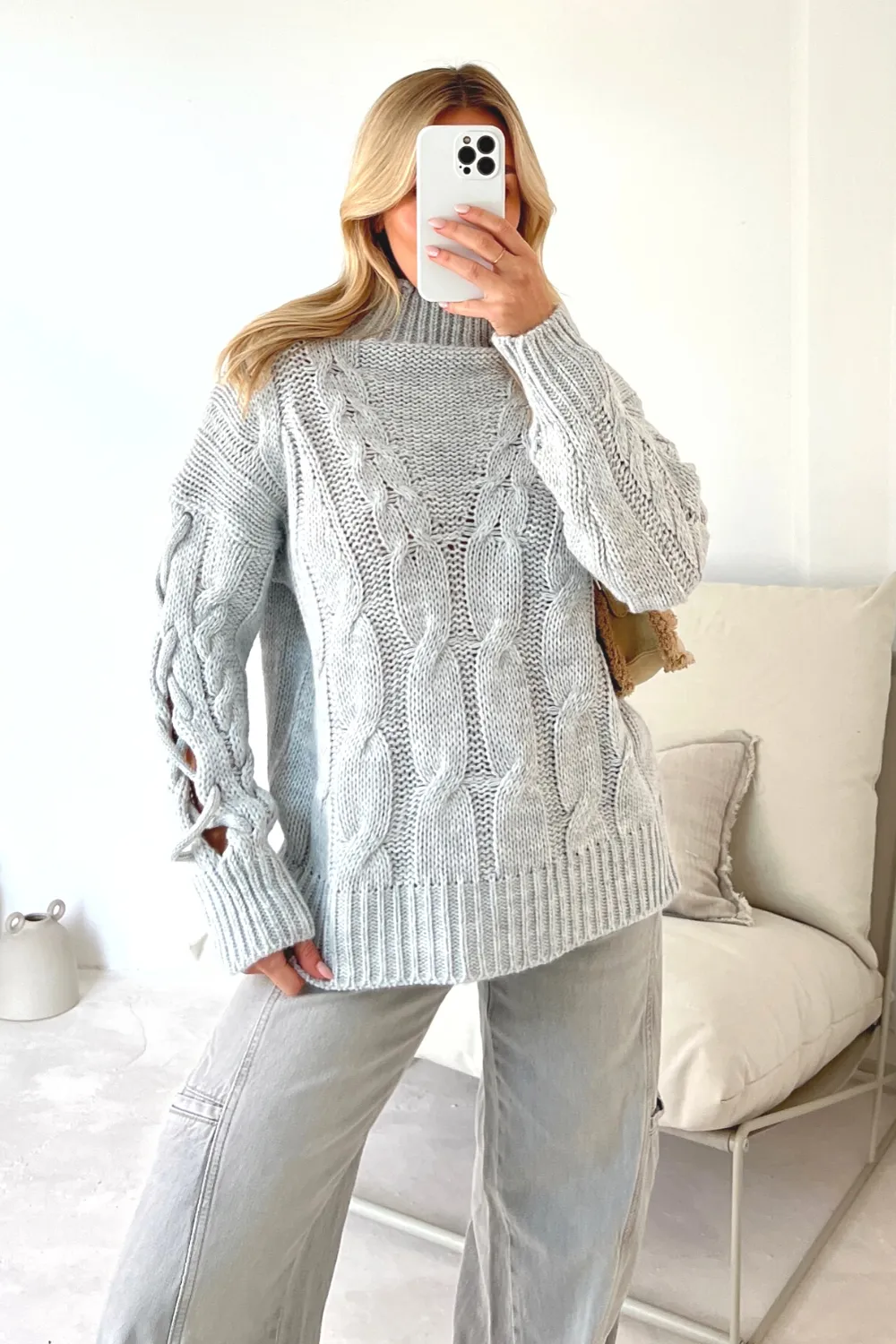 Joesphine grey cable knit jumper