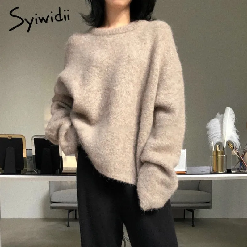 Joskaa Sweater women Cashmere pullover knit winter clothes korean  oversized sweater Batwing Sleeve Solid Casual fashion 2024