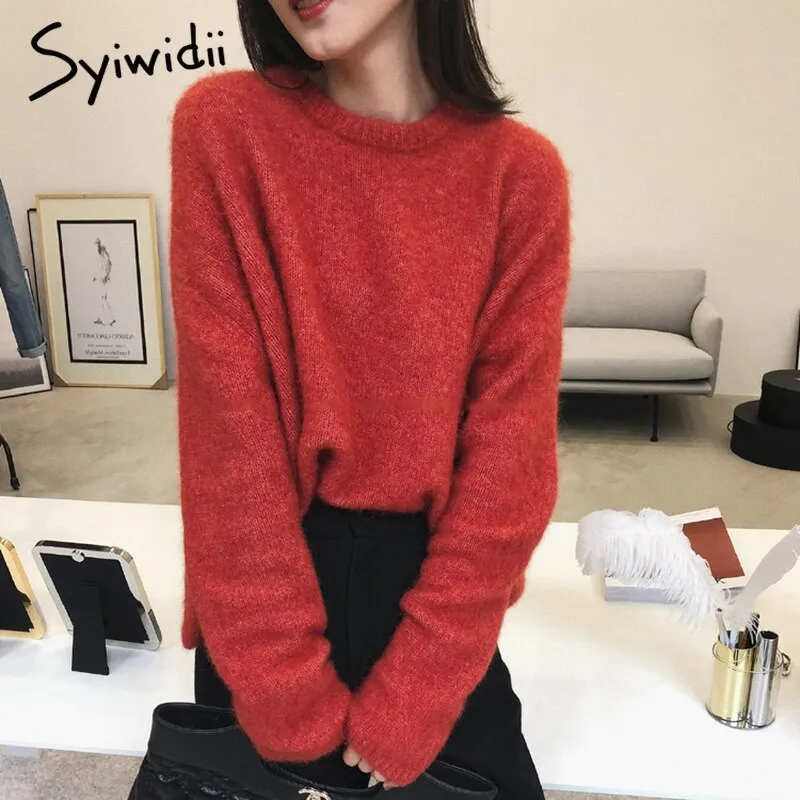 Joskaa Sweater women Cashmere pullover knit winter clothes korean  oversized sweater Batwing Sleeve Solid Casual fashion 2024