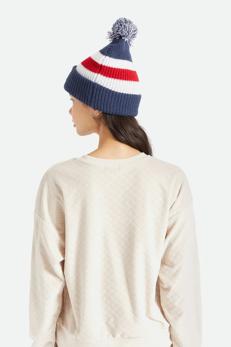 Kit Pom Beanie - Washed Navy/White/Red