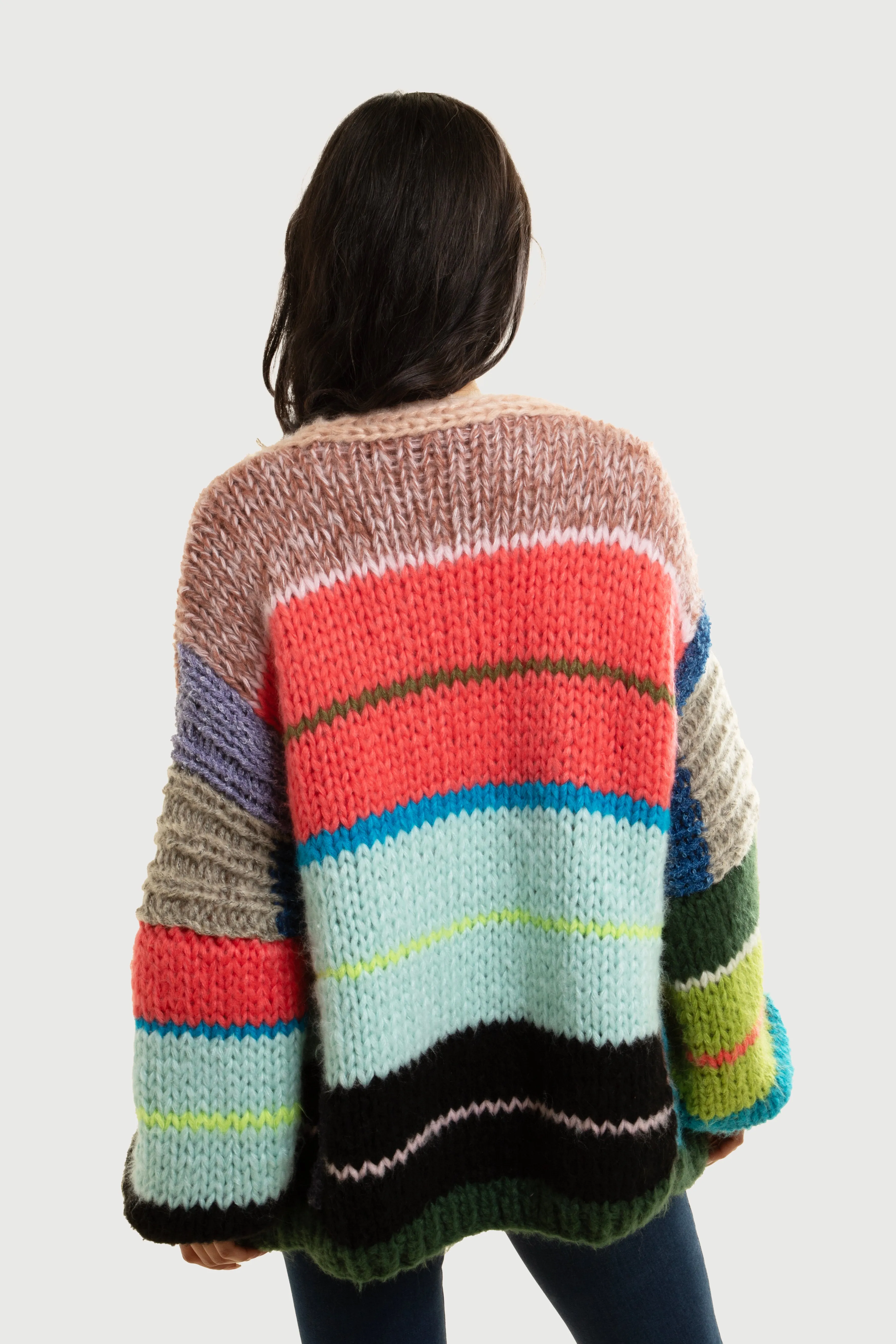 Knitted Rainbow Multitoned Cardigan