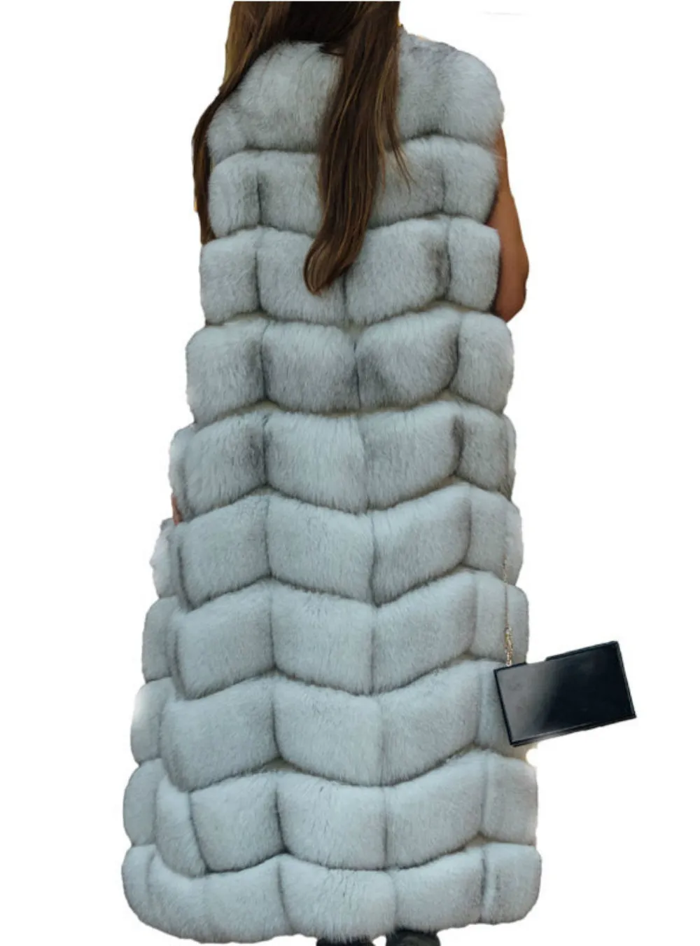 Ladies' Extended Fox Fur Vest Medium Long Coat