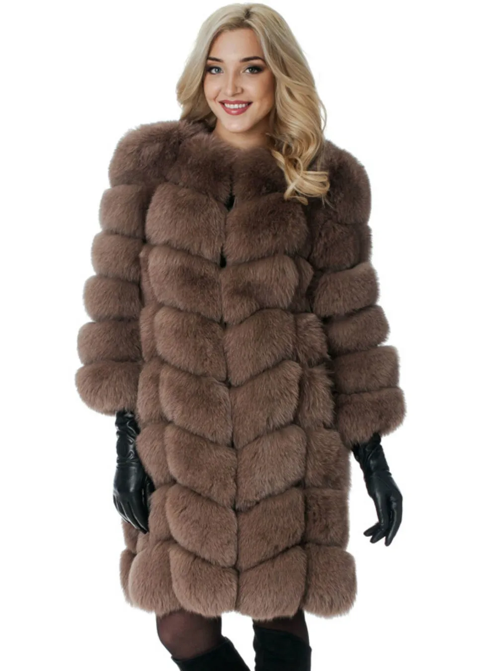 Ladies Imitation Fox Fur Medium And Long Coat