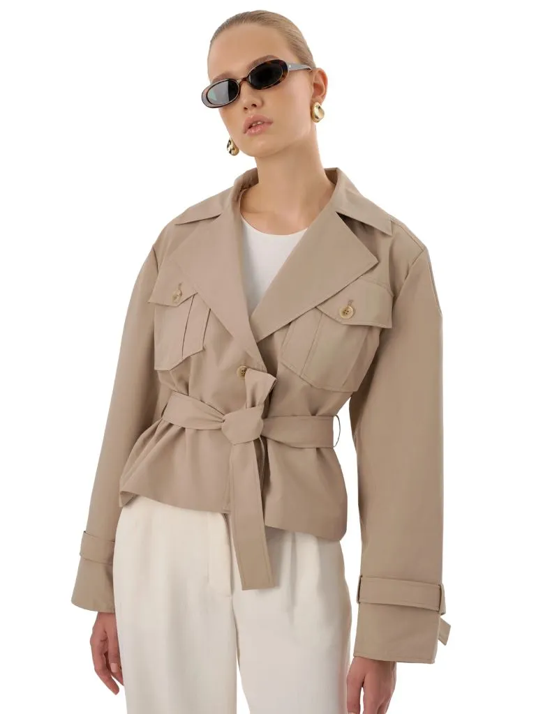 Lamarque Quinn Short Trench Jacket- Khaki