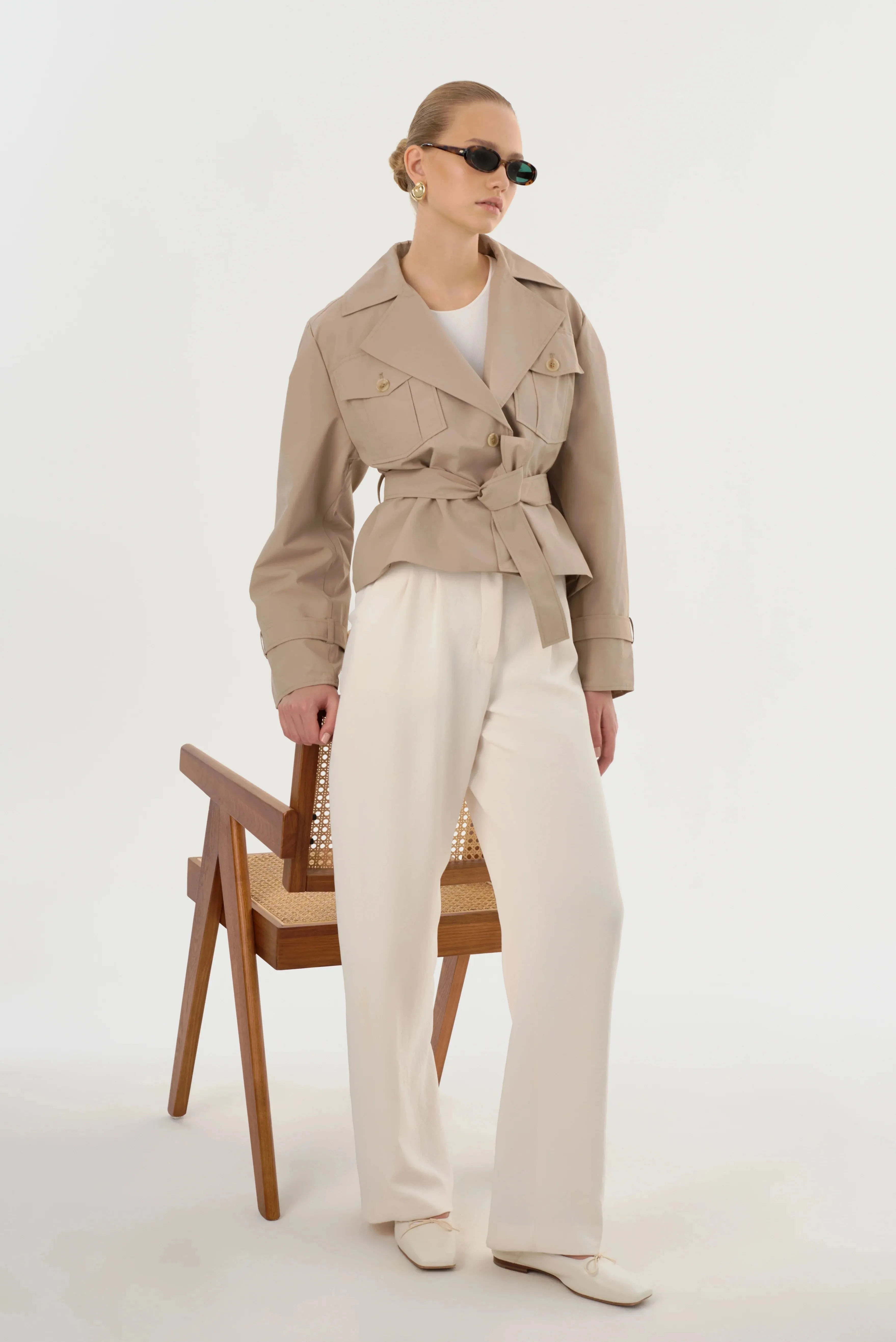 Lamarque Quinn Short Trench Jacket- Khaki