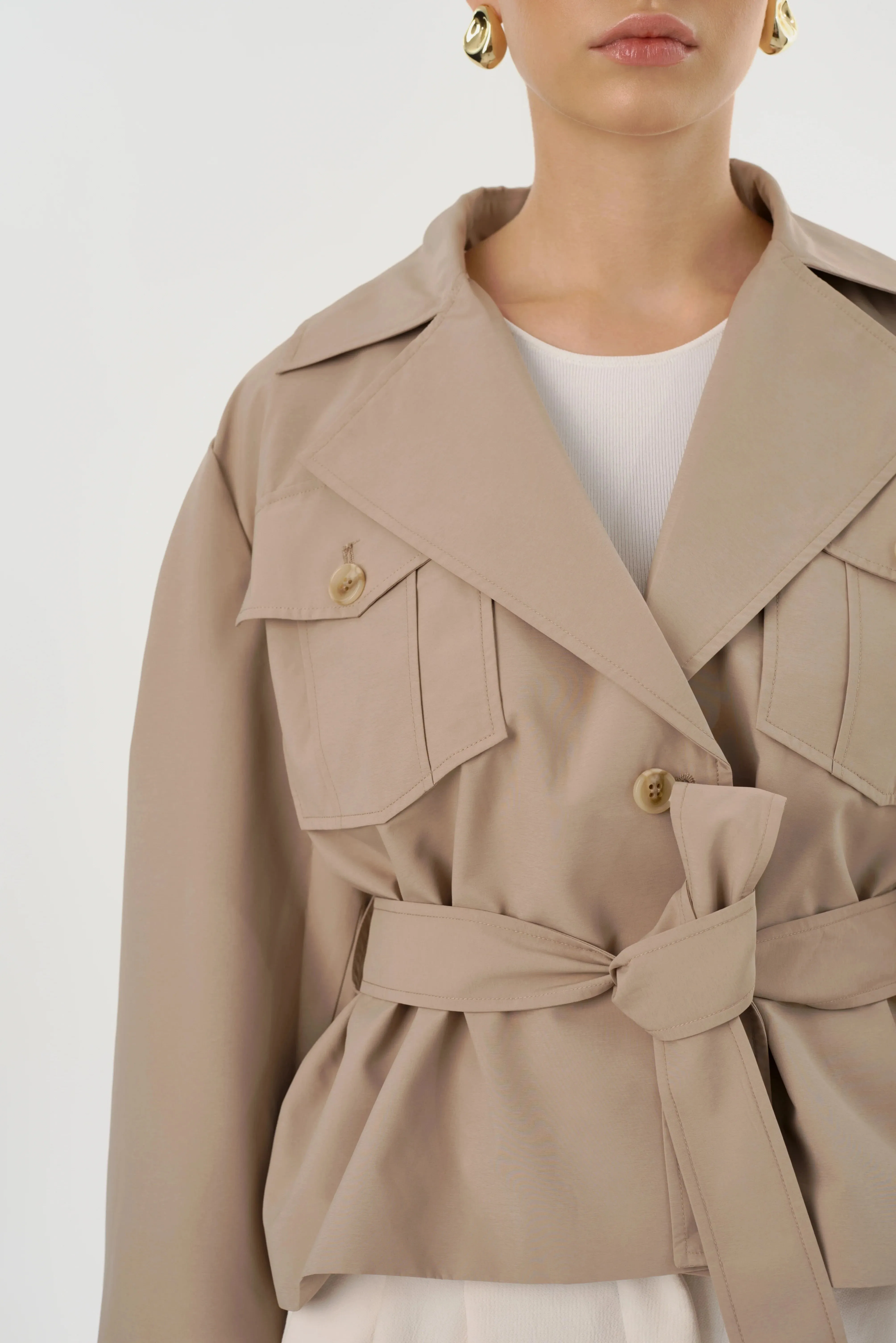 Lamarque Quinn Short Trench Jacket- Khaki