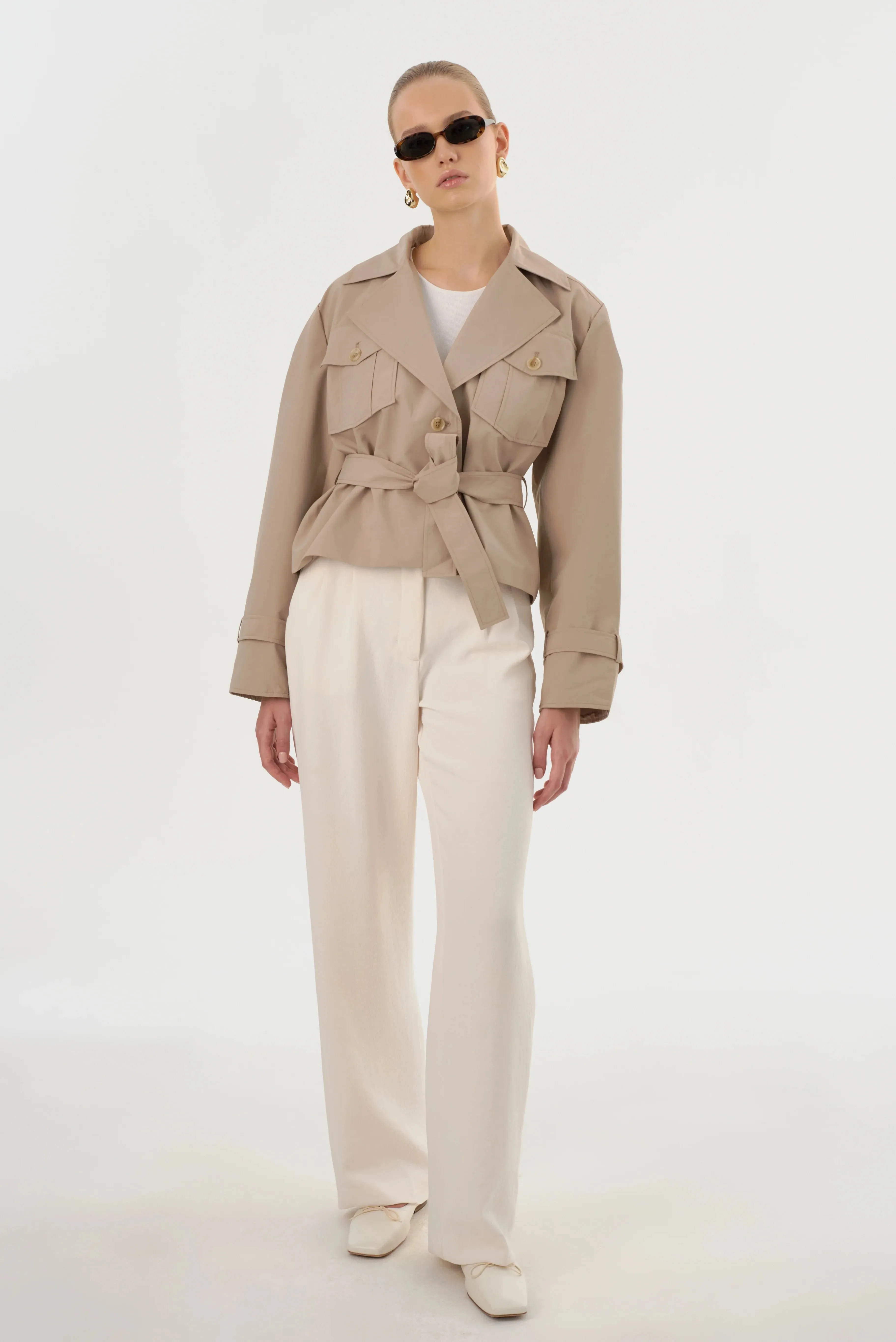 Lamarque Quinn Short Trench Jacket- Khaki