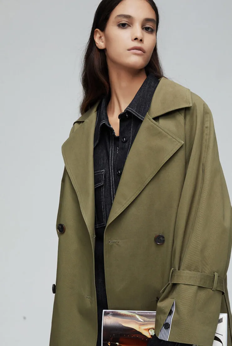 London Style Loose Mid-length Trench Coat