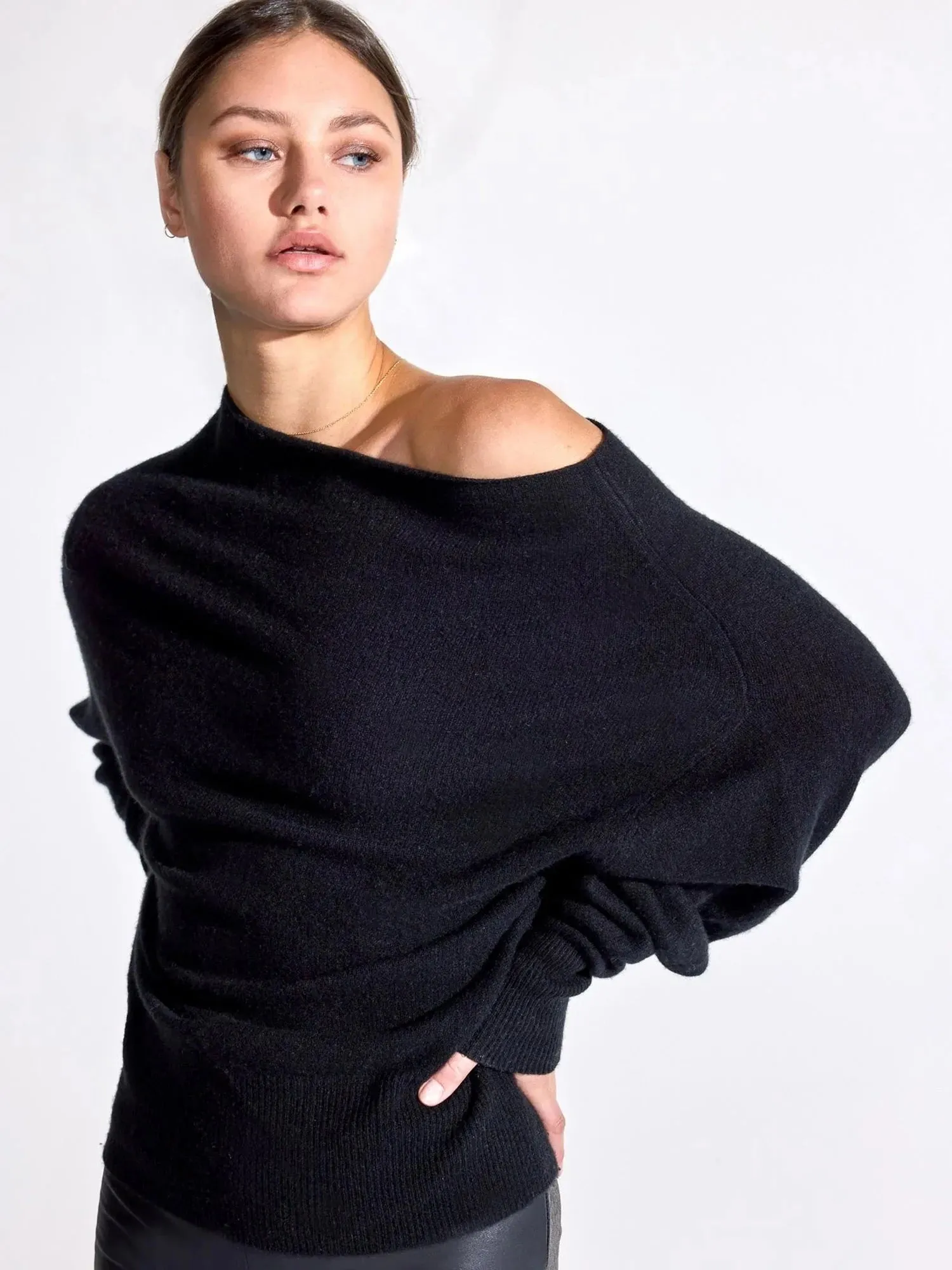 Lori Off Shoulder Cashmere - Black Onyx