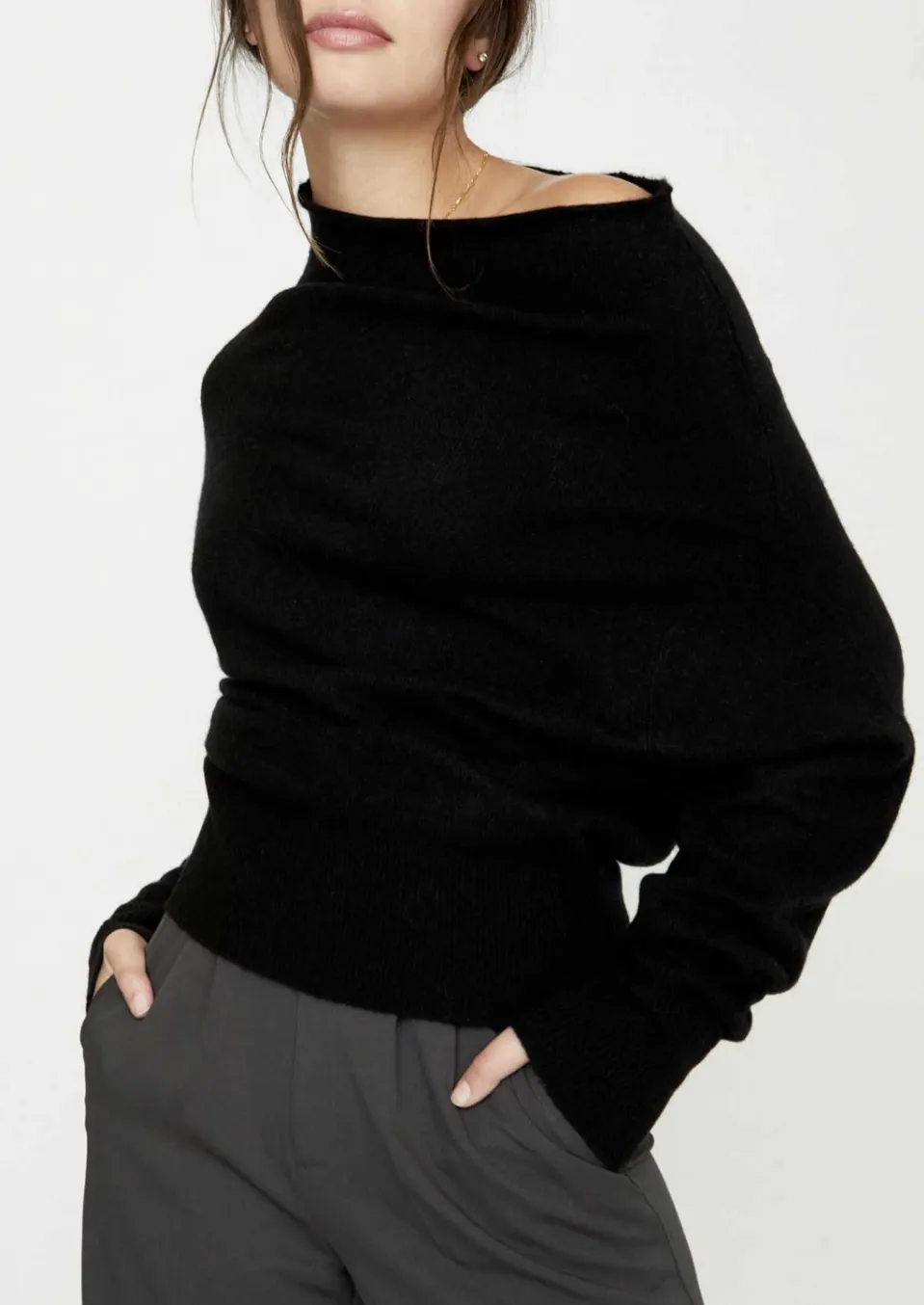 Lori Off Shoulder Cashmere - Black Onyx