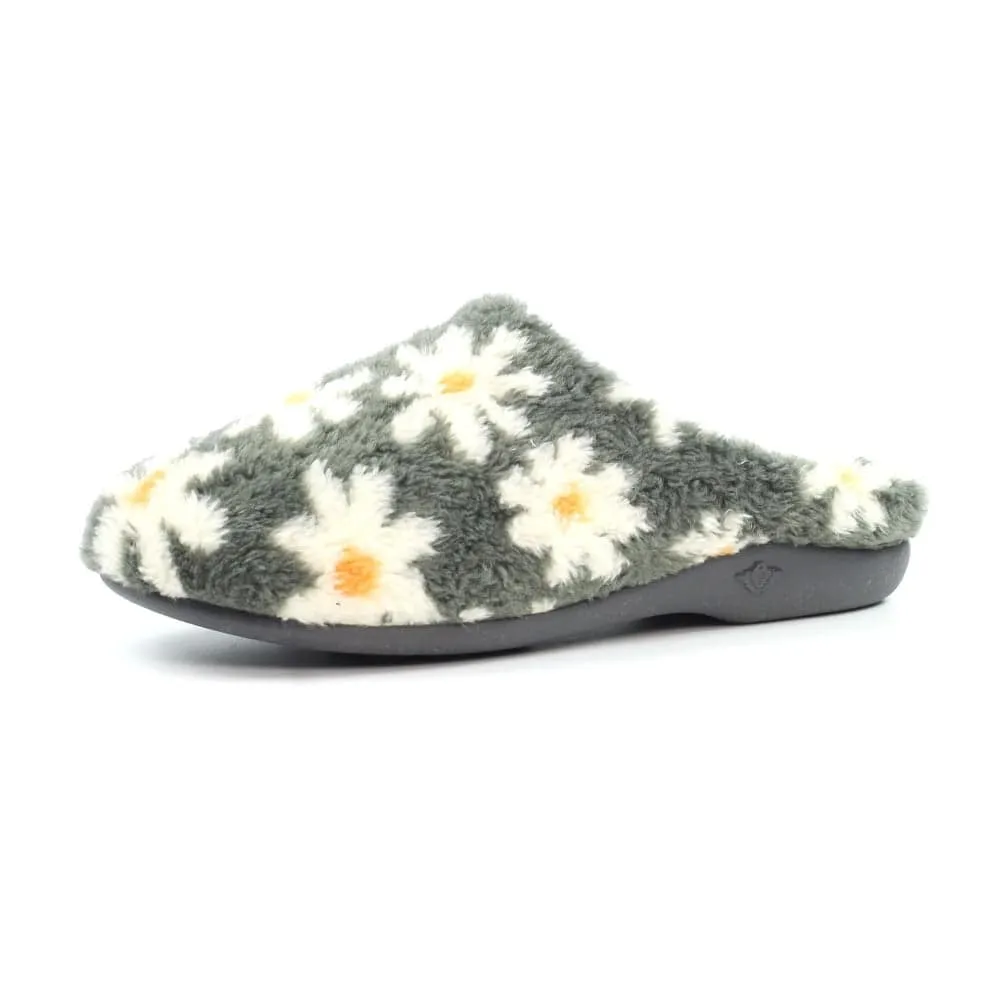 Lunar KLA232 Plumeria Ladies Spanish Grey Textile Slip On Slippers