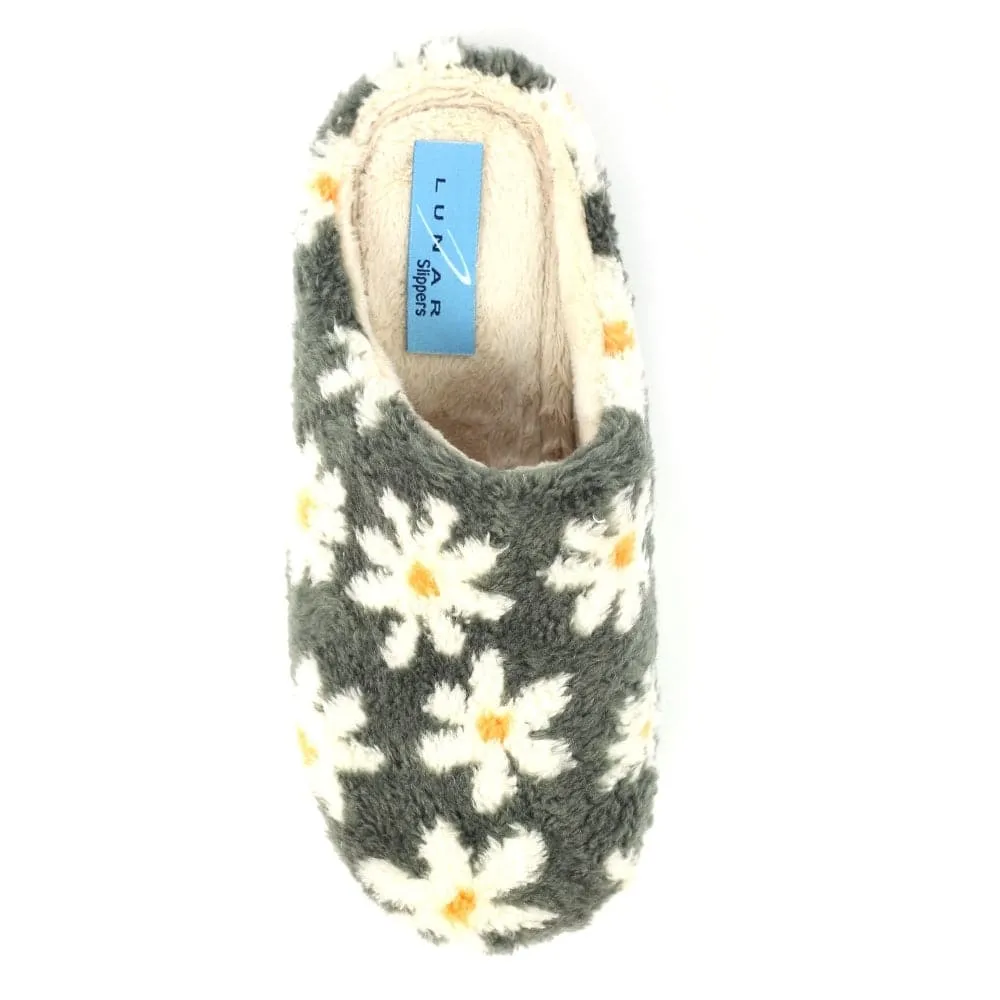 Lunar KLA232 Plumeria Ladies Spanish Grey Textile Slip On Slippers