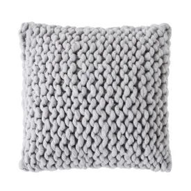 Macallister Plaid Cable Knit Grey Pillow