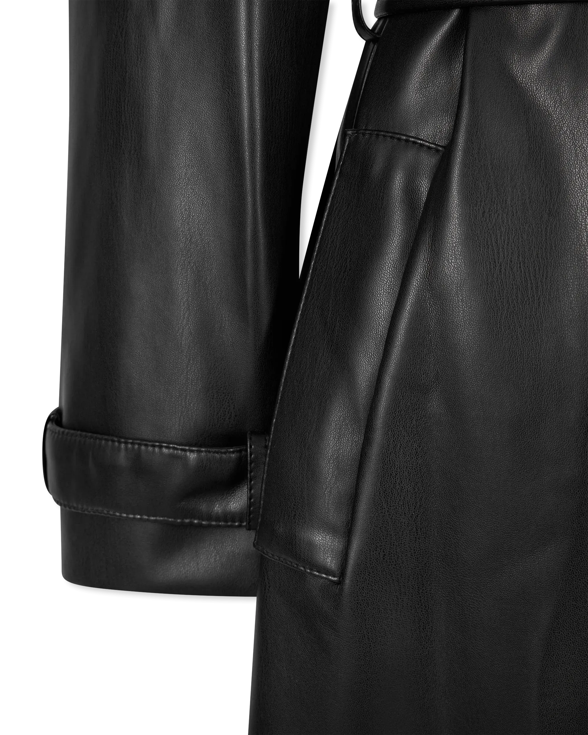 Malitta-1 Faux Leather Trench Coat