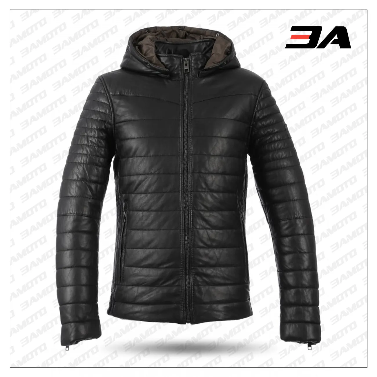 Men Black Winter Warm Zipper Padded Down Jacket