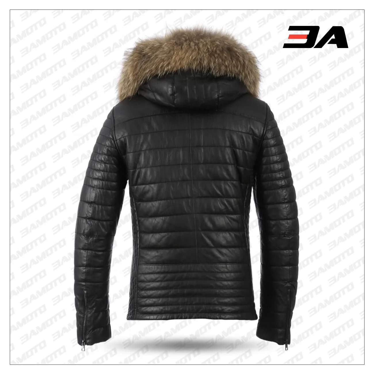 Men Black Winter Warm Zipper Padded Down Jacket