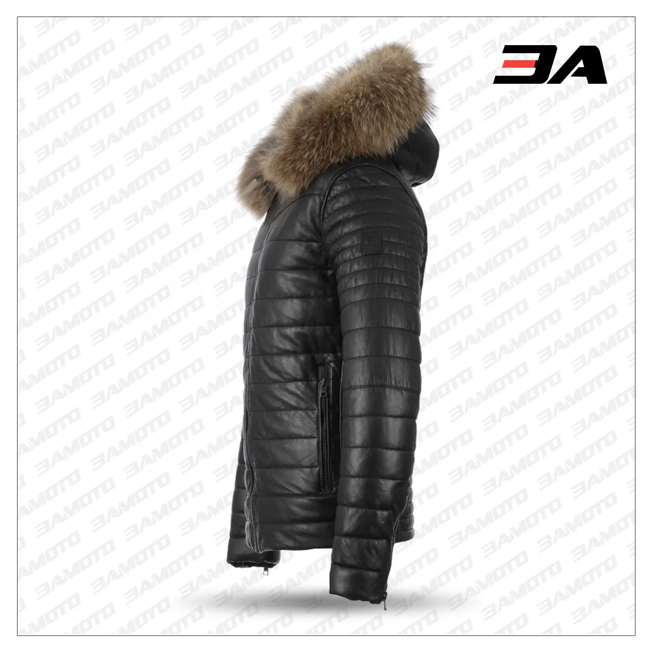 Men Black Winter Warm Zipper Padded Down Jacket