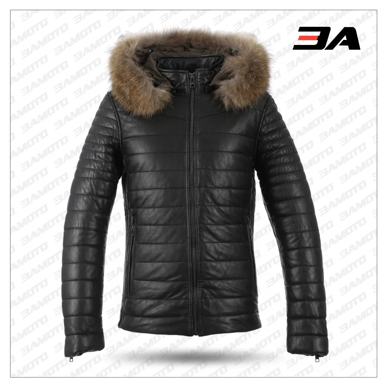 Men Black Winter Warm Zipper Padded Down Jacket