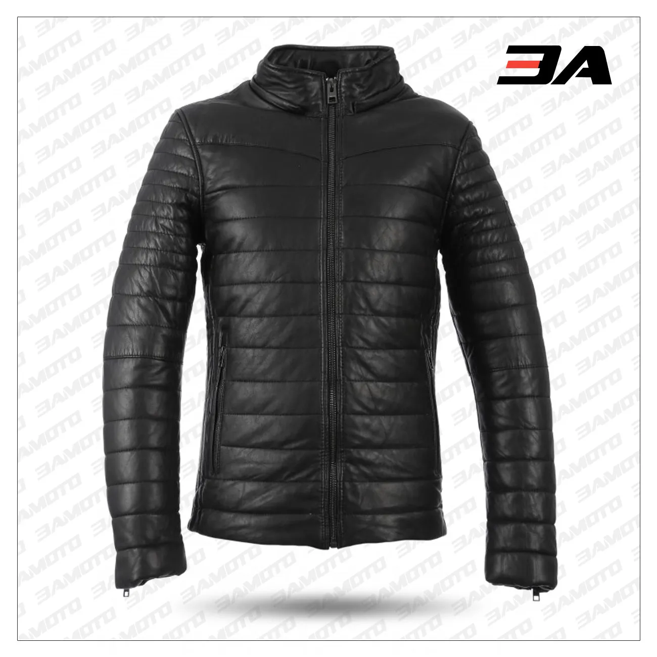 Men Black Winter Warm Zipper Padded Down Jacket