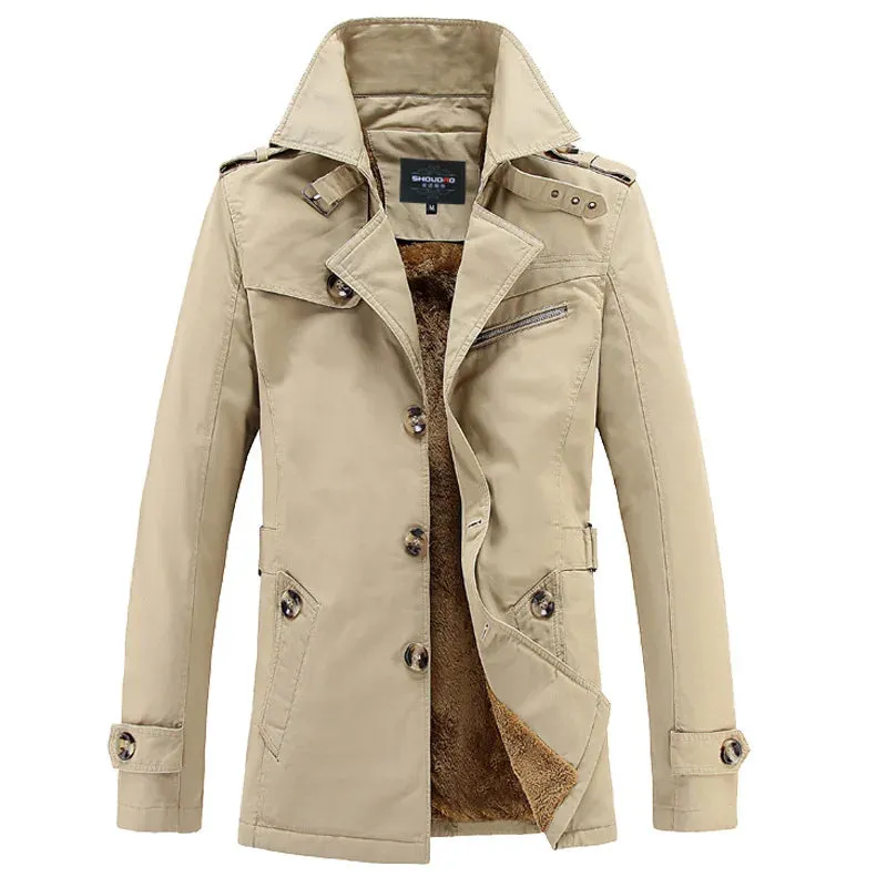 Men Winter Jackets Slim Fit Warm Trench Coats