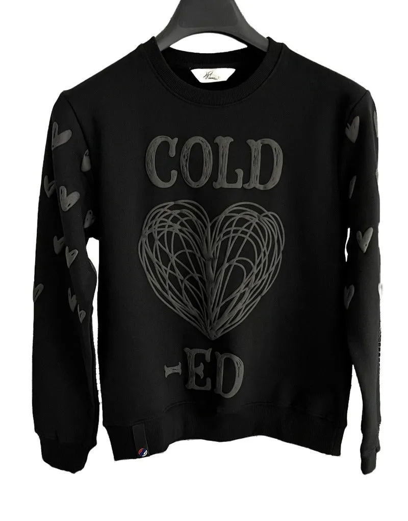 Men's Black Hearts Print Graphic Sweatshirts Long Sleeves