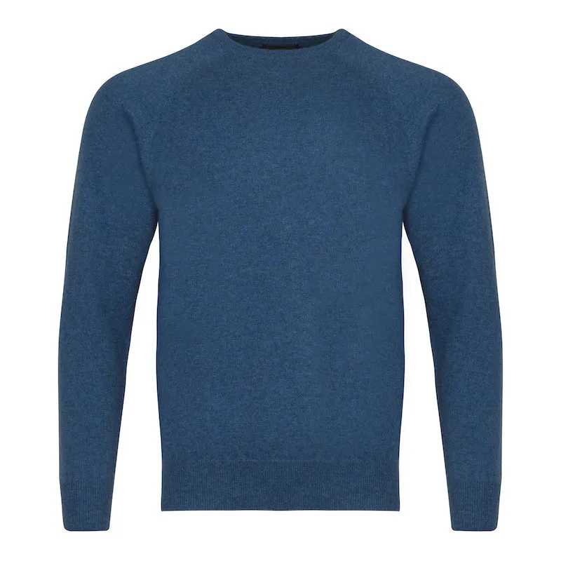 Men's Cashmere Crew Neck in Denim Blue