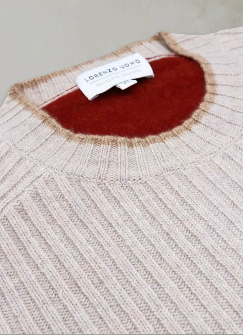 Men's Cortina Cashmere Crew Neck Sweater in Oatmeal Heather