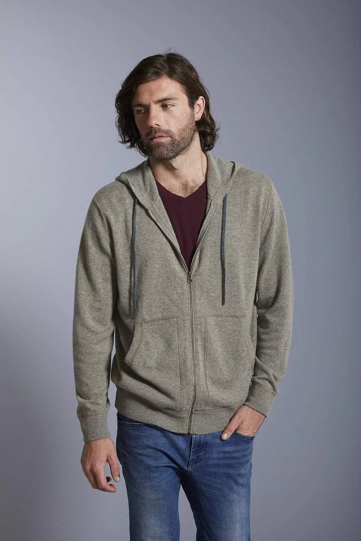 Men's Deluxe Cashmere Hoodie Cardigan