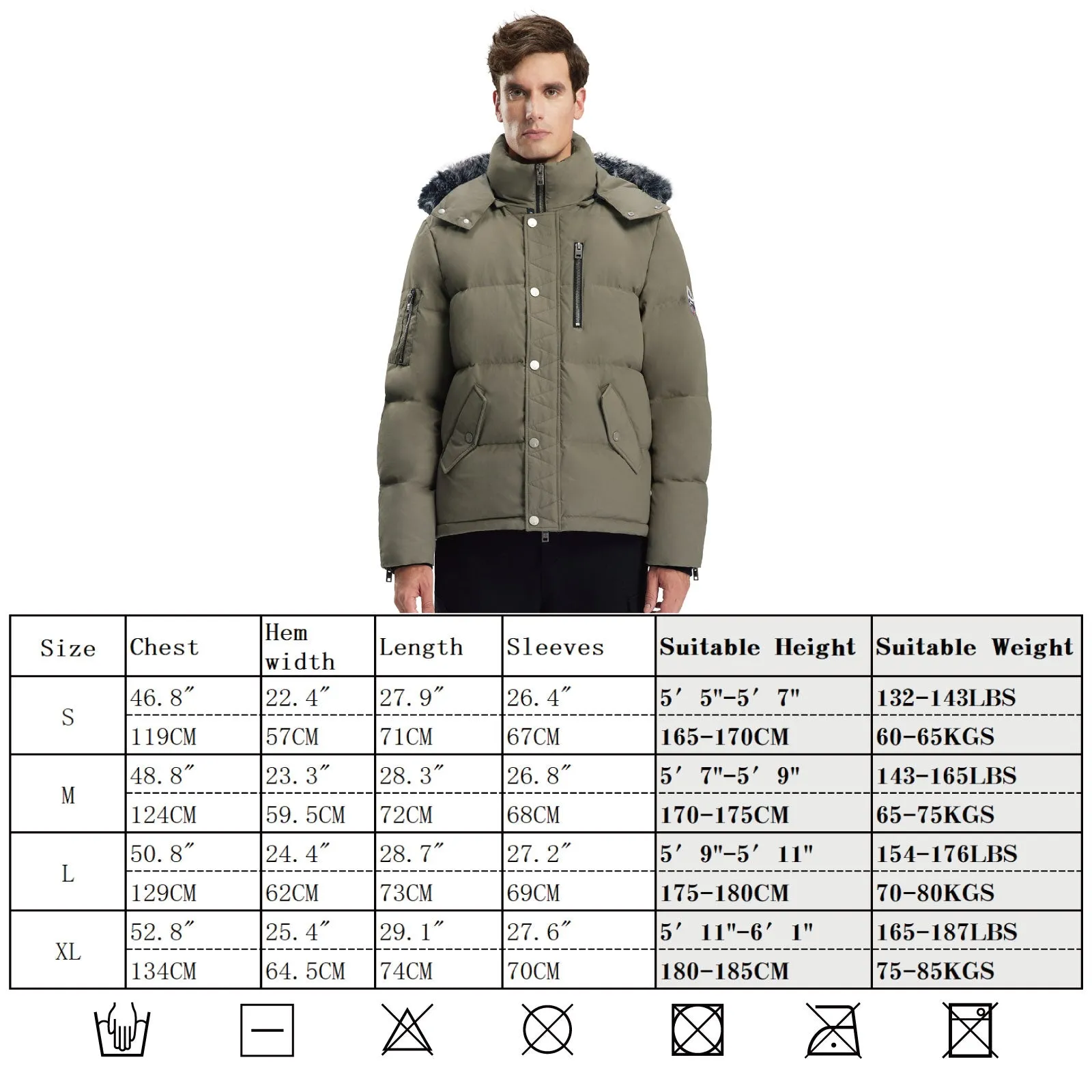 Mens Down parka Winter Hooded Coat