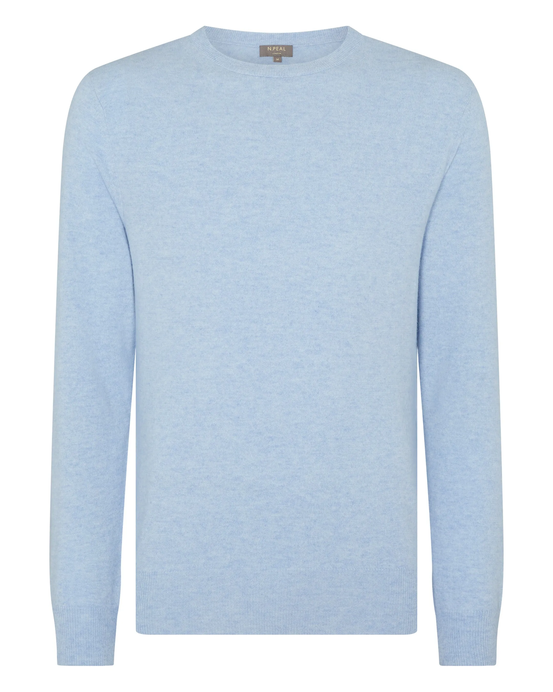 Men's Oxford Round Neck Cashmere Jumper Cornflower Blue