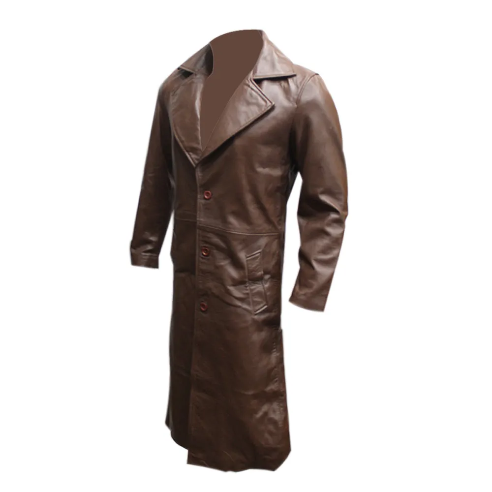 Mens Superman VS Batman Dawn of Justice Knightmare Leather Trench Coat