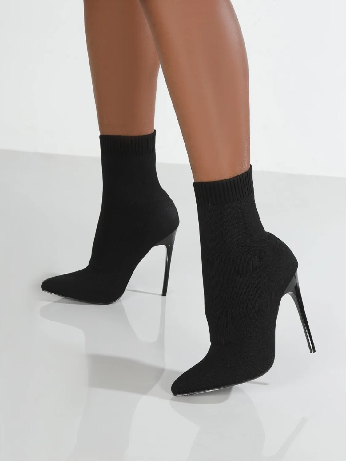 Mesh Point Toe Stiletto Boots